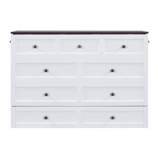 Cama retrátil de madeira 140x200 cm - com tomadas USB e arrumação - Branco