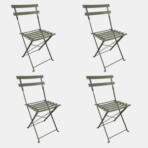Conjunto de 4 cadeiras dobráveis u200Bu200Bpara exterior Greensboro, cor verde-oliva, em aço tratado resistente à ferrugem.