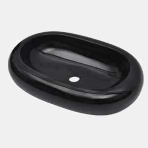 Lavatório - Lavabo - Pia de banheiro de cerâmica oval preto