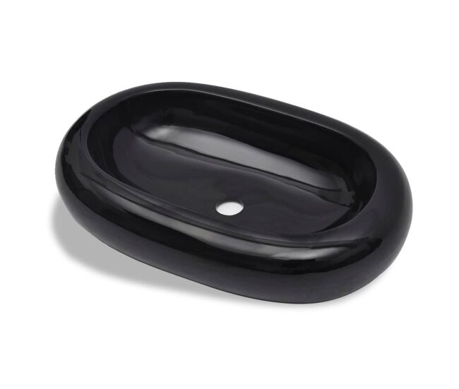 Lavabo - lavamanos de cerámica negro ovalado