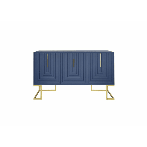 Cómoda alta com 3 portas em azul marinho padrão U H81L138T40