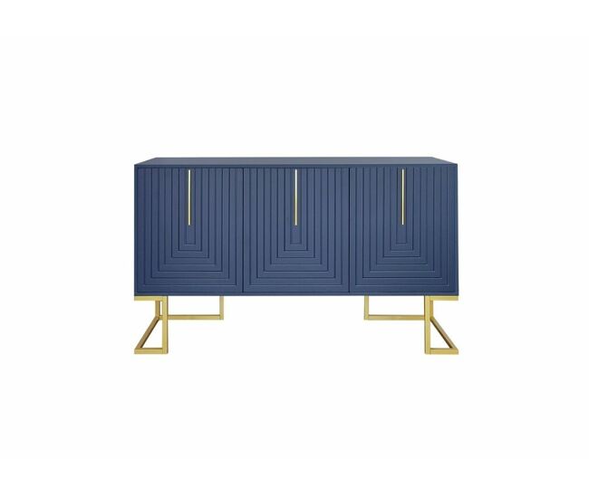 Cómoda alta con 3 puertas en azul marino con diseño en forma de u (al. 81/an. 138/t. 40)