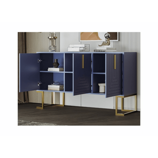 Cómoda alta com 3 portas em azul marinho padrão U H81L138T40