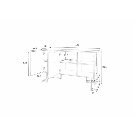 Cómoda alta com 3 portas em azul marinho padrão U H81L138T40