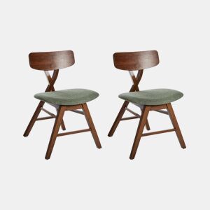 Conjunto de 2 cadeiras de jantar LELAND Madeira Castanho escuro