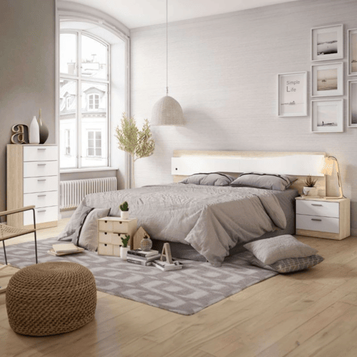 Quarto de casal estilo moderno Sahara e branco completo 150 cm Quarto de casal estilo moderno Sahara e branco completo 150 cm