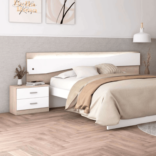 Quarto de casal estilo moderno Sahara e branco completo 150 cm Quarto de casal estilo moderno Sahara e branco completo 150 cm