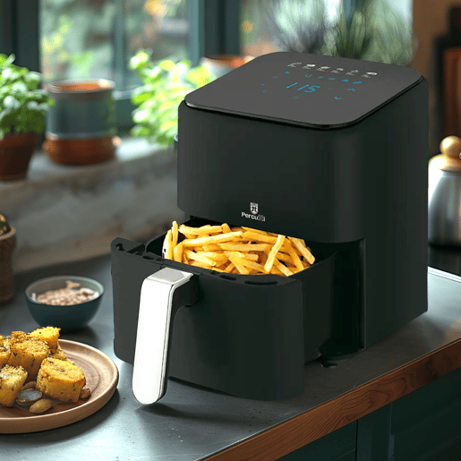 Fritadeira sem Óleo Percutti 4L 1200W | Display Digital | Temperatura Regulável 80º-200º | Cozinha Saudável