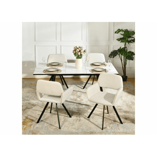 Mesa de jantar extensível retangular branca com efeito mármore em estilo escandinavo com pernas douradas 120-160 MESA ELÁSTICA DE MÁRMORE BRANCO WHALEN BG