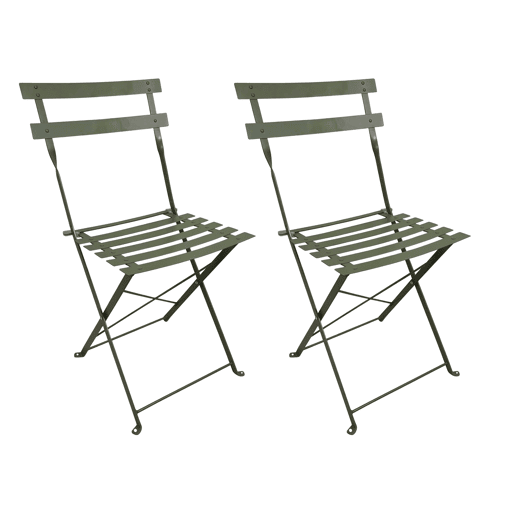 Conjunto de 2 cadeiras dobráveis u200Bu200Bpara exterior Greensboro, na cor verde-oliva, feitas de aço com tratamento antiferrugem. Conjunto de 2 cadeiras dobráveis u200Bu200Bpara exterior Greensboro, na cor verde-oliva, feitas de aço com tratamento antiferrugem.