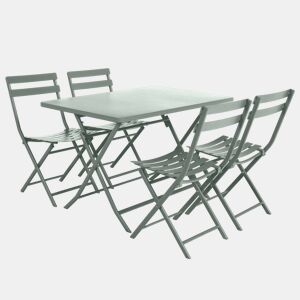 Greensboro pacote de móveis de exterior dobrável mesa retangular + 4 cadeiras de terraço de jardim estilo contemporâneo cor verde oliva