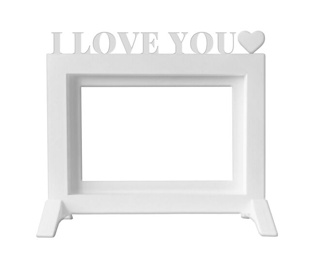 Well home - marco de fotos de mesa o pared / modelo ''i love you'' / tamaño del marco 24x22,5x1,5cm para fotos de 15x20 / color blanco