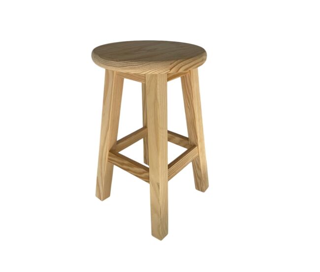 Well home taburete de madera maciza redondo en color natural 29x29x50cm
