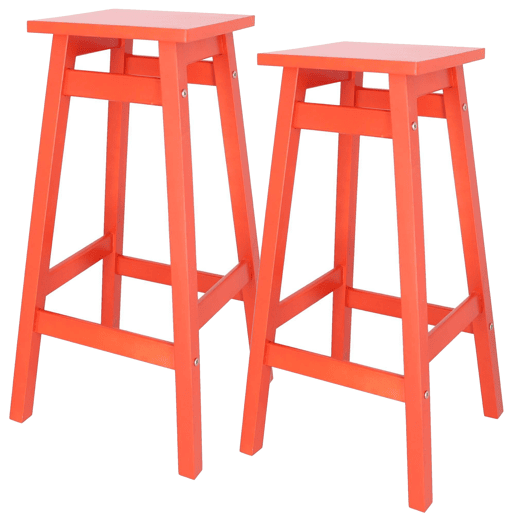 Well Home Conjunto de 2 Bancos 'Laira' em Madeira de Pinho Coral Alt.70cm