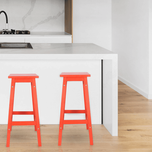 Well Home Conjunto de 2 Bancos 'Laira' em Madeira de Pinho Coral Alt.70cm