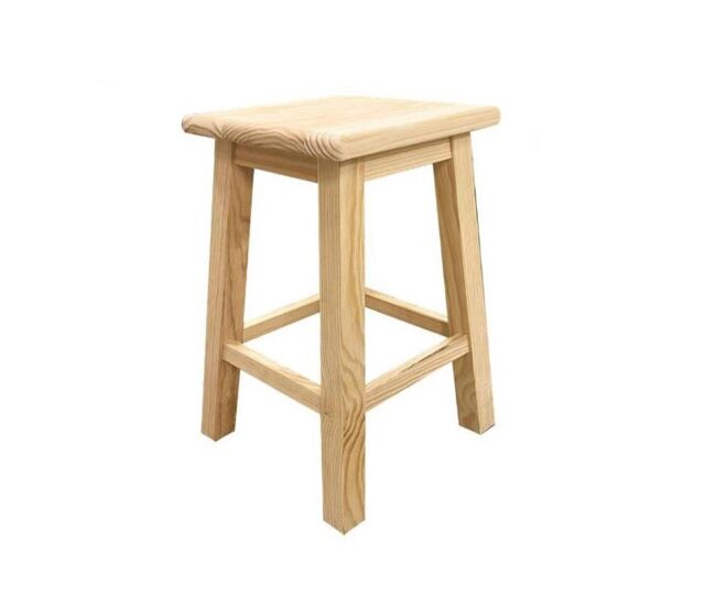 Well home taburete de madera maciza cuadrado en color natural 31x31x50cm