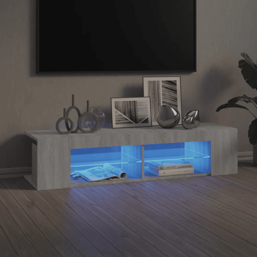 Móvel de TV - Modulo de TV - Armário de TV com luzes LED 135x39x30 cm cinzento sonoma