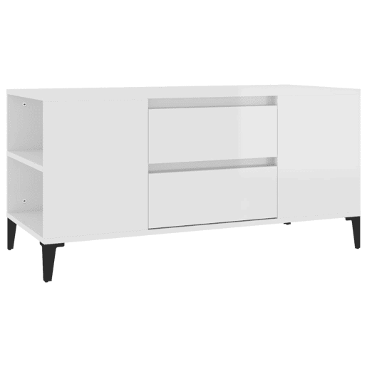 Móvel p TV, Armário de TV 102x44,5x50 cm derivados madeira branco brilhante