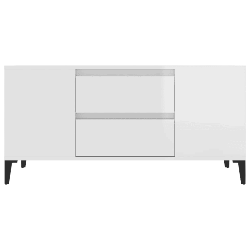 Móvel p TV, Armário de TV 102x44,5x50 cm derivados madeira branco brilhante
