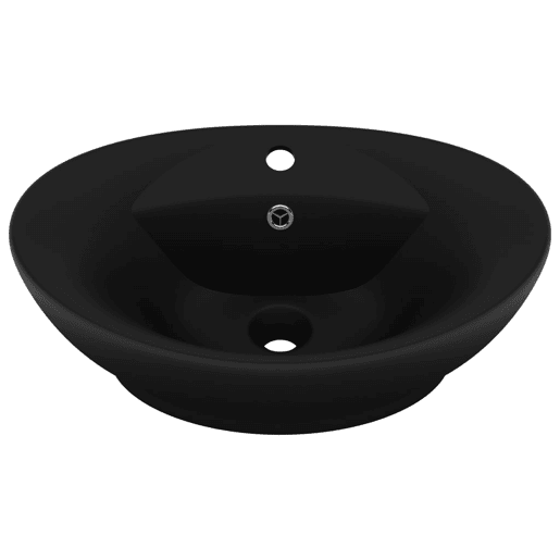 Lavatório - Lavabo - Pia de banheiro luxuoso oval 58,5x39 cm cerâmica preto mate