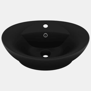 Lavatório - Lavabo - Pia de banheiro luxuoso oval 58,5x39 cm cerâmica preto mate