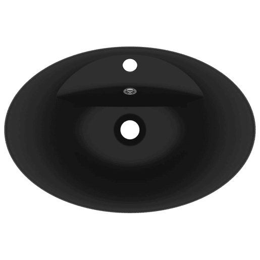 Lavatório - Lavabo - Pia de banheiro luxuoso oval 58,5x39 cm cerâmica preto mate