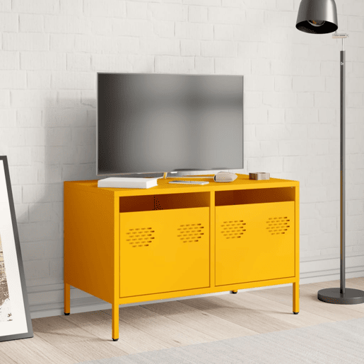 Móvel de TV - Modulo de TV - Armário de TV 68x39x43,5 cm aço laminado a frio amarelo mostarda