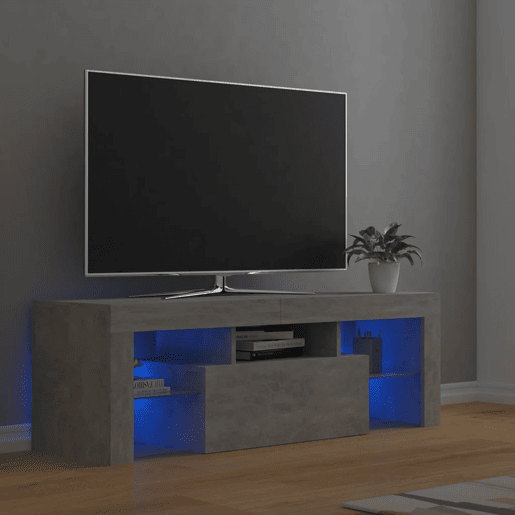 Móvel de TV - Modulo de TV - Armário de TV com luzes LED 120x35x40 cm cinzento cimento