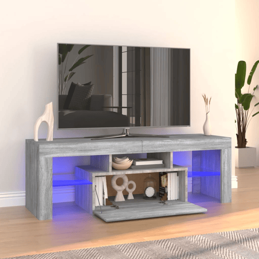 Móvel de TV - Modulo de TV - Armário de TV com luzes LED 120x35x40 cm cinzento sonoma