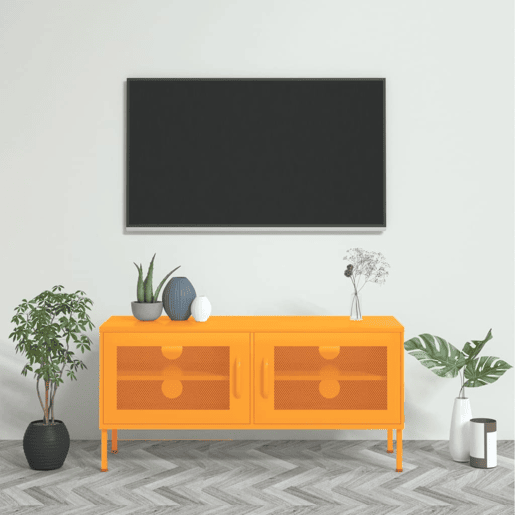 Móvel de TV - Modulo de TV - Armário de TV aço 105x35x50 cm amarelo mostarda