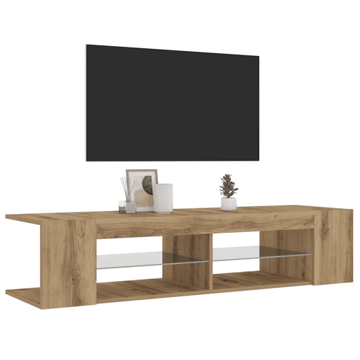 Móvel TV - Modulo de TV - Armário de TV c luzes LED derivados de madeira carvalho artisiano