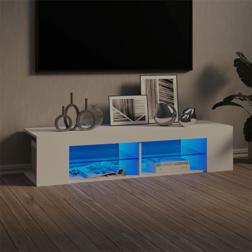 Móvel de TV - Modulo de TV - Armário de TV com luzes LED 135x39x30 cm branco
