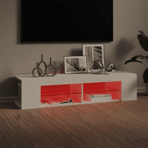 Móvel de TV - Modulo de TV - Armário de TV com luzes LED 135x39x30 cm branco