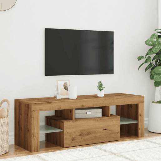Móvel TV - Modulo de TV - Armário de TV c luzes LED derivados de madeira carvalho artisiano