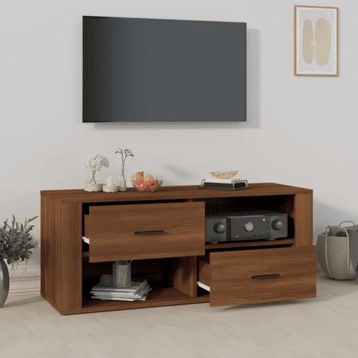 Móvel TV - Modulo de TV - Armário de TV 100x35x40 cm madeira processada cor carvalho castanho