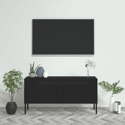 Móvel de TV - Modulo de TV - Armário de TV aço 105x35x50 cm preto