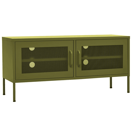 Móvel de TV - Modulo de TV - Armário de TV aço 105x35x50 cm verde-azeitona Móvel de TV - Modulo de TV - Armário de TV aço 105x35x50 cm verde-azeitona