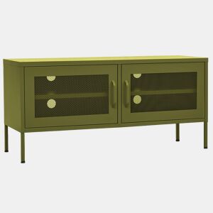 Móvel de TV - Modulo de TV - Armário de TV aço 105x35x50 cm verde-azeitona