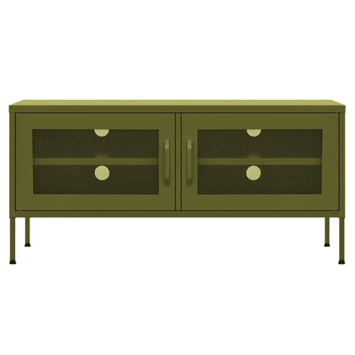 Móvel de TV - Modulo de TV - Armário de TV aço 105x35x50 cm verde-azeitona Móvel de TV - Modulo de TV - Armário de TV aço 105x35x50 cm verde-azeitona