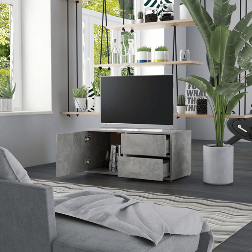 Móvel de TV - Modulo de TV - Armário de TV 80x34x36 cm derivados de madeira cinzento cimento