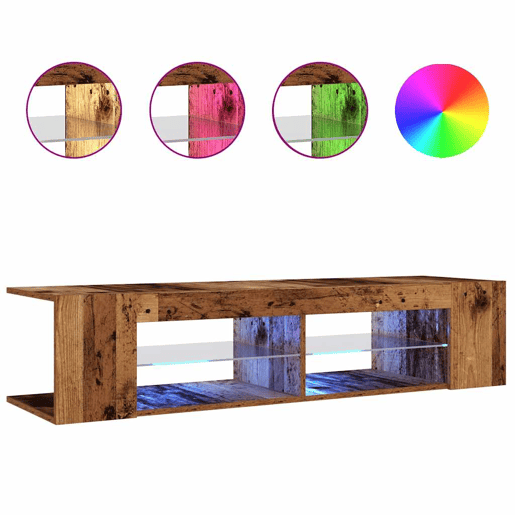 Móvel de TV - Modulo de TV - Armário de TV com luzes LED derivados de madeira madeira velha
