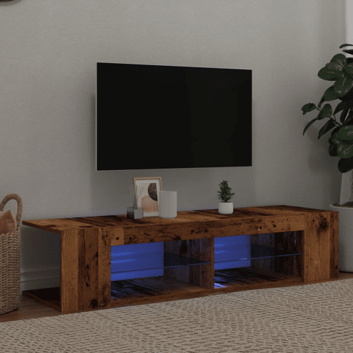 Móvel de TV - Modulo de TV - Armário de TV com luzes LED derivados de madeira madeira velha