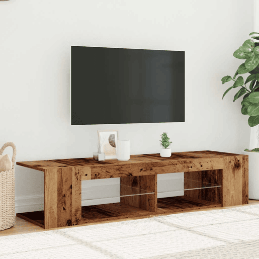 Móvel de TV - Modulo de TV - Armário de TV com luzes LED derivados de madeira madeira velha