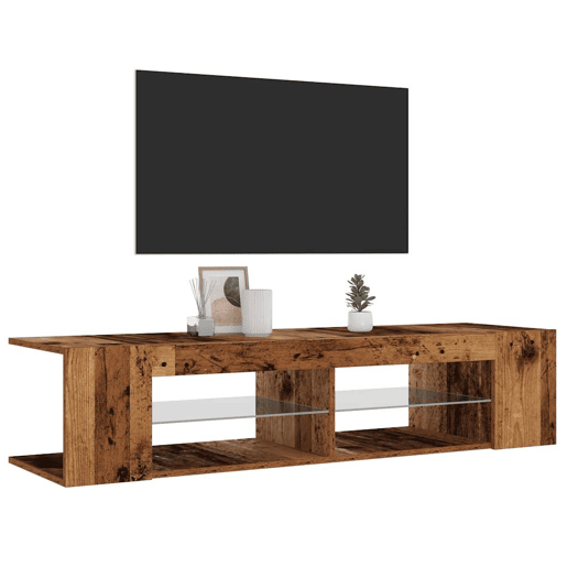 Móvel de TV - Modulo de TV - Armário de TV com luzes LED derivados de madeira madeira velha