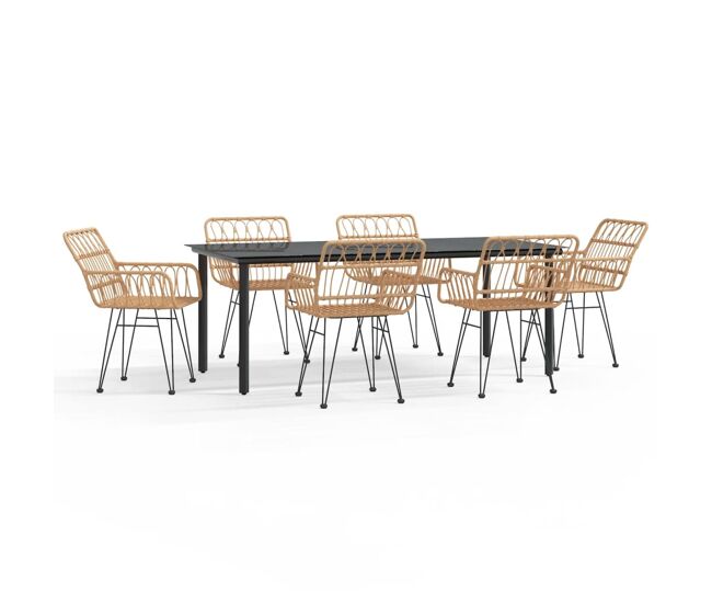Juego de comedor de jardín 7 piezas ratán sintético