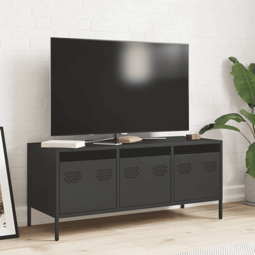 Móvel de TV - Modulo de TV - Armário de TV 101,5x39x43,5 cm aço laminado a frio preto