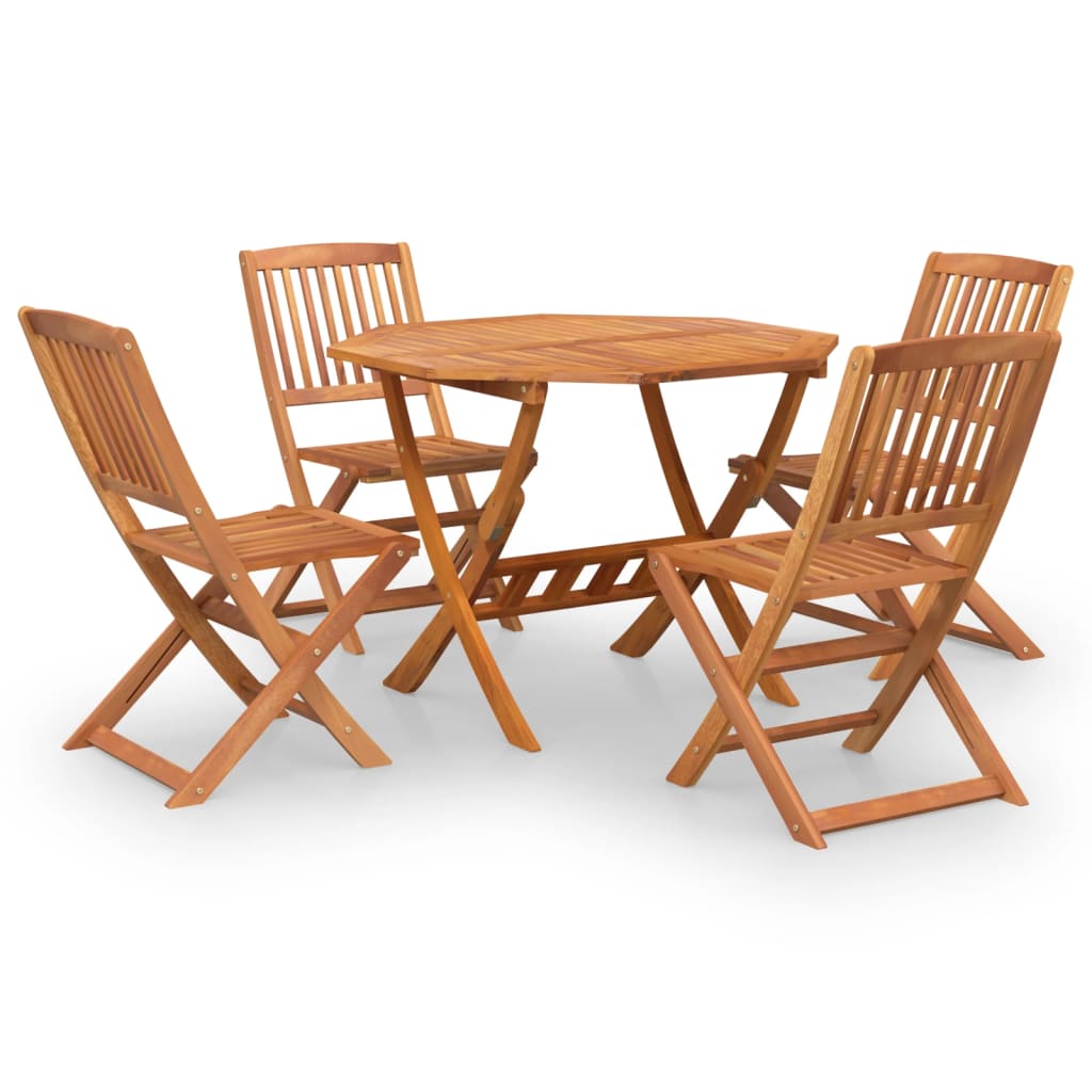 Juego de comedor de jardín 5 piezas madera maciza de acacia