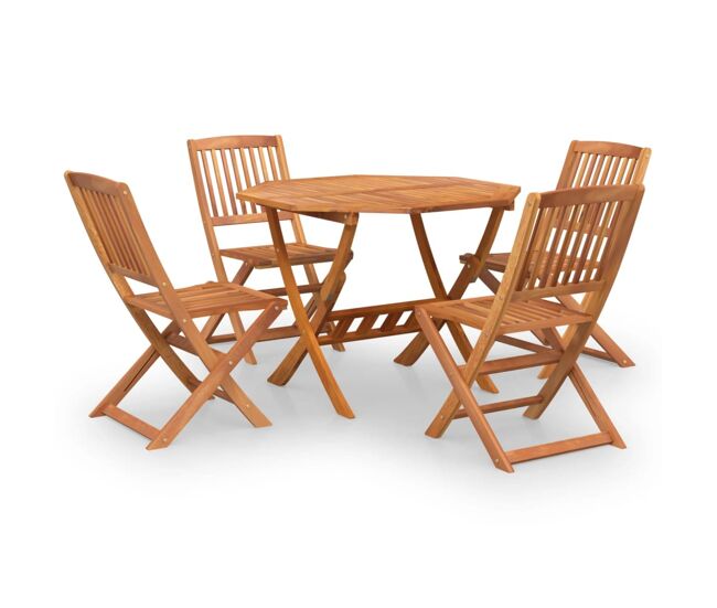 Juego de comedor de jardín 5 piezas madera maciza de acacia