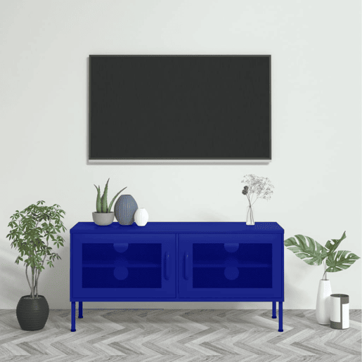 Móvel de TV - Modulo de TV - Armário de TV aço 105x35x50 cm azul-marinho
