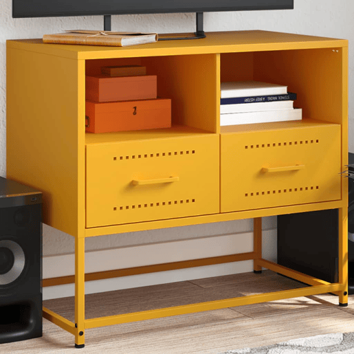 Móvel de TV - Modulo de TV - Armário de TV 68x39x60,5 cm aço amarelo mostarda